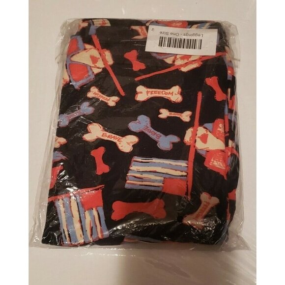 Nwt LULAROE OS LEGGINGS UNICORN RARE HTF! PATRIOTIC PIT BULL DOGS - Picture 2 of 2